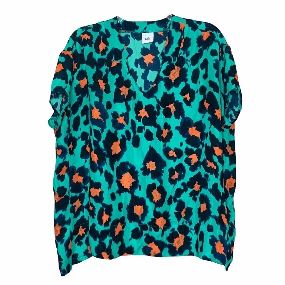 CAbi Rita Animal Print Leopard Cheetah Blouse XS